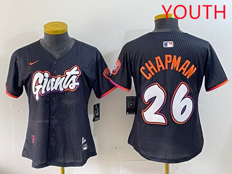 Youth San Francisco Giants 26 Chapman Black Joint Name Nike 2025 MLB Jersey style 1